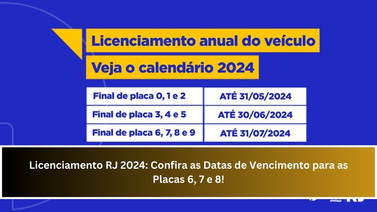 Licenciamento RJ 2024: Confira as Datas de Vencimento para as Placas 6, 7 e 8!